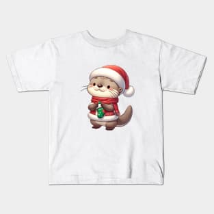 Christmas Otter Santa Kids T-Shirt